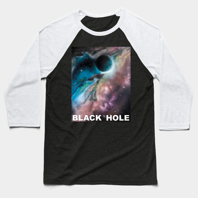 Black Hole Baseball T-Shirt by HanDraw